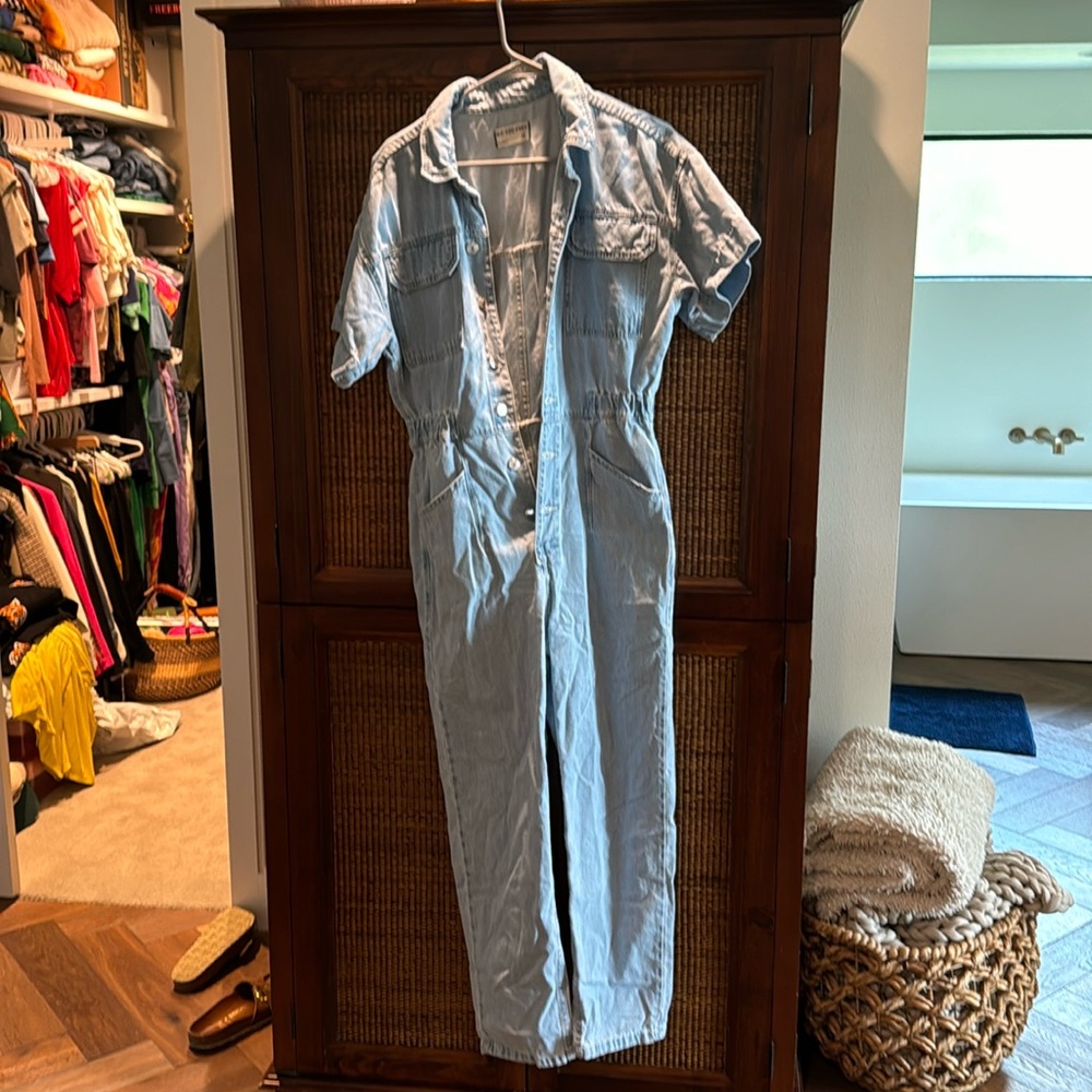 We The Free Light Blue Denim Jumpsuit Romper